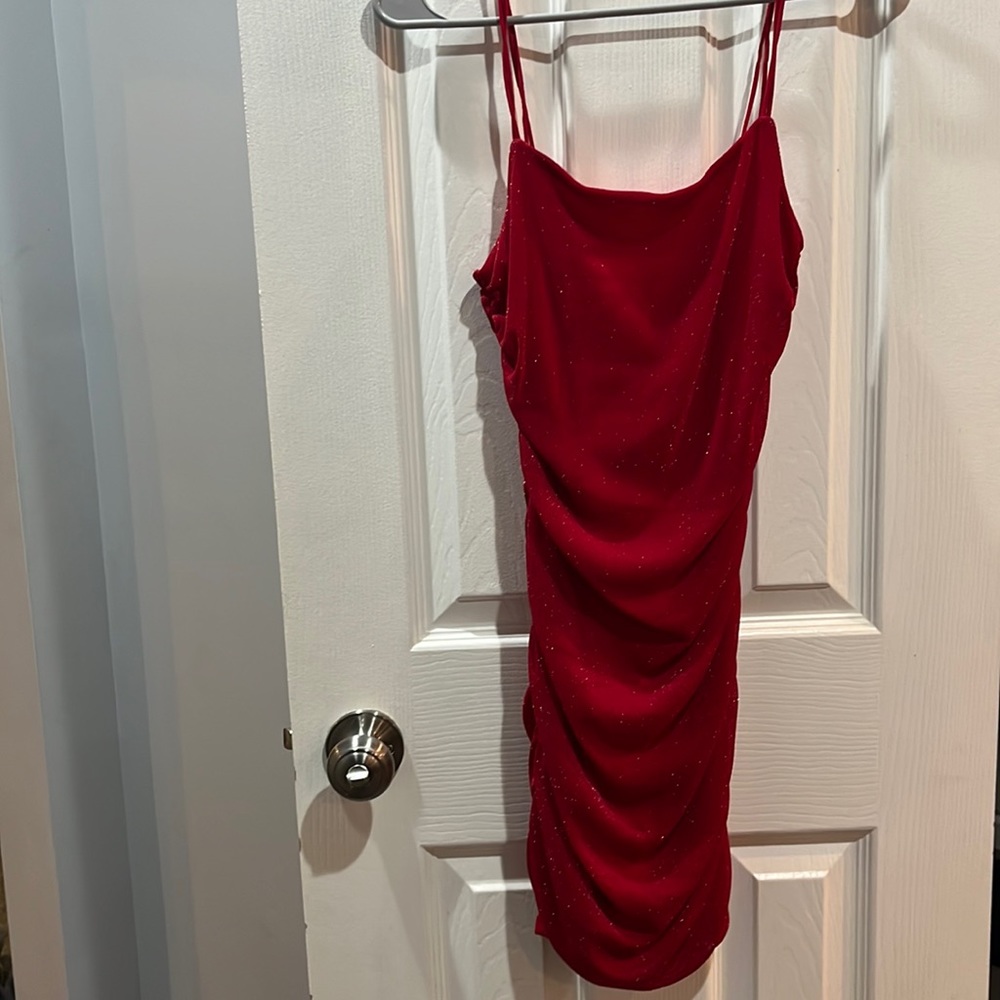 Joyfunear Ruched Side Glitter Cami Bodycon Dress (from SHEIN)